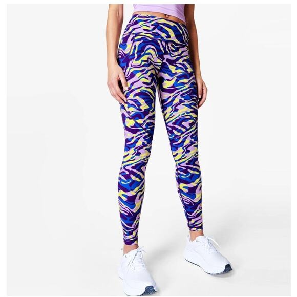 Sweaty Betty Women's Purple Liquid Animal Print 7/8 Leggings Size XXL - Picture 1 of 7